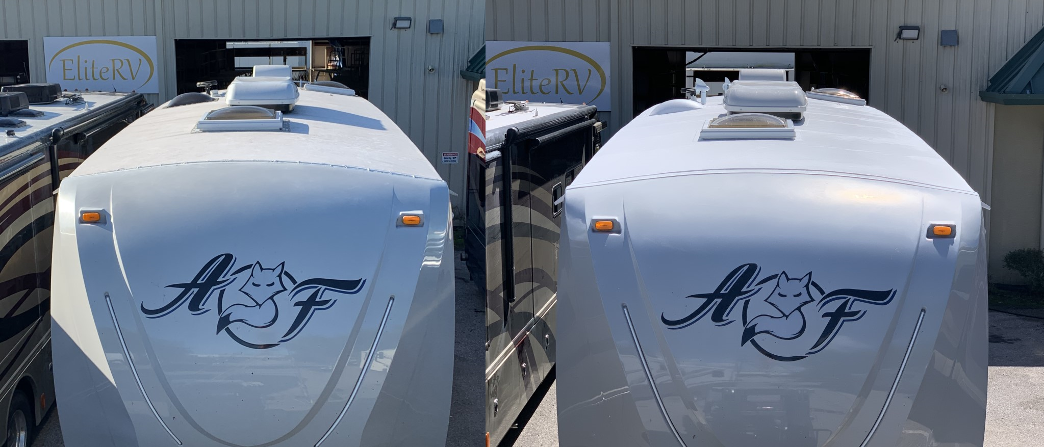 2017 Northwood Arctic Fox before and after FlexArmor roof coating at EliteRV Palmetto FL